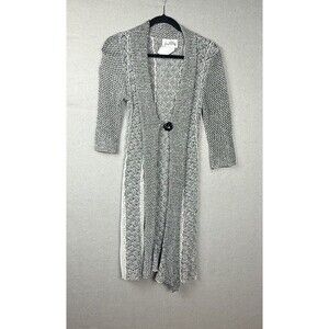 Joseph‎ Ribkoff Maxi Cardigan Duster Open Knit Sz M Subtle Shimmer Threads